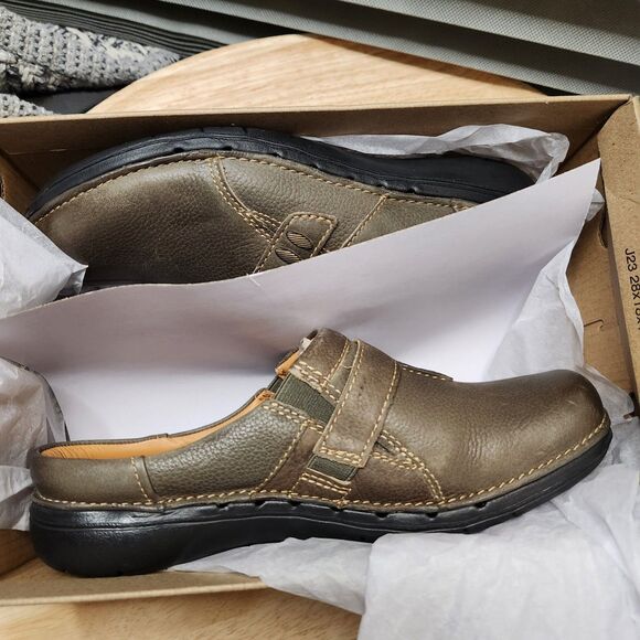 Clarks Un Loop Ease Clog – Women’s 6.5, Dark Olive Leather, Unworn - Picture 8 of 12